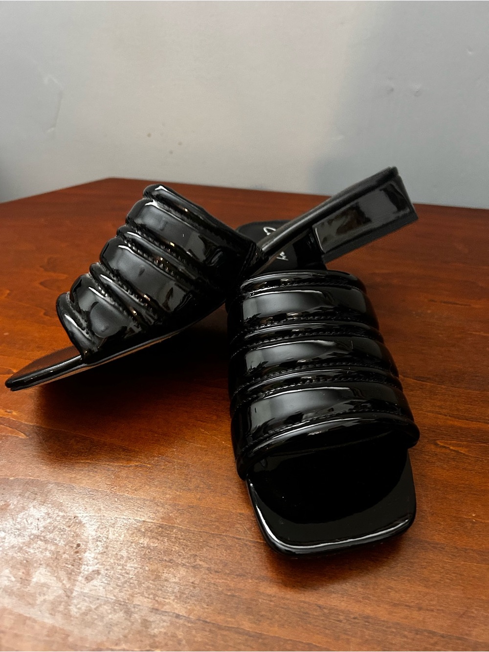 Circus by Sam Edelman Marlie Black Patent block heel Slide Sandals size 10